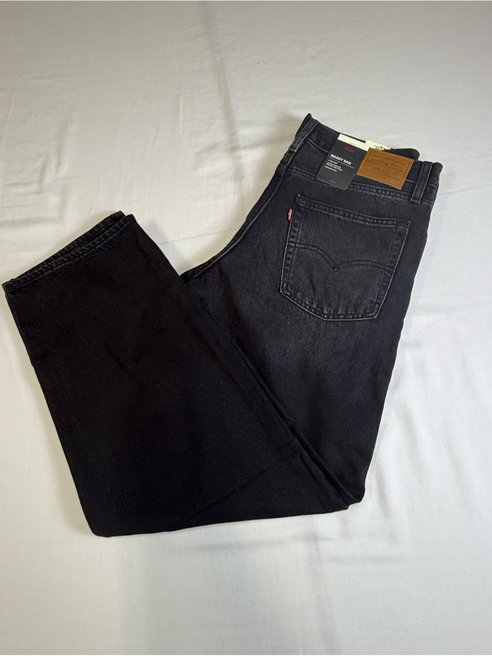 Levi's Premium Jeans Womens  S 24x32-30x32  Black Baggy Dad Distressed Mid Rise